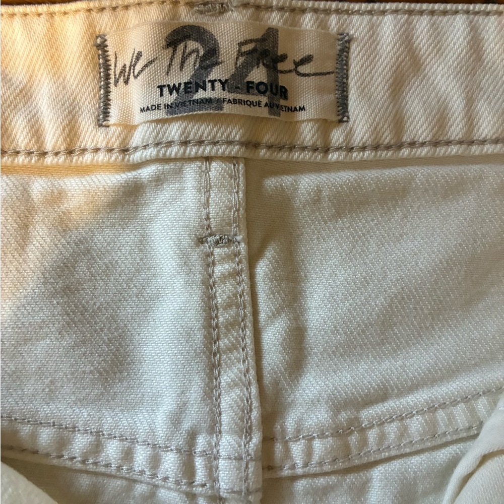 Free People Cream Frayed-Hem High-Waist Mini Skirt - Picture 4 of 6